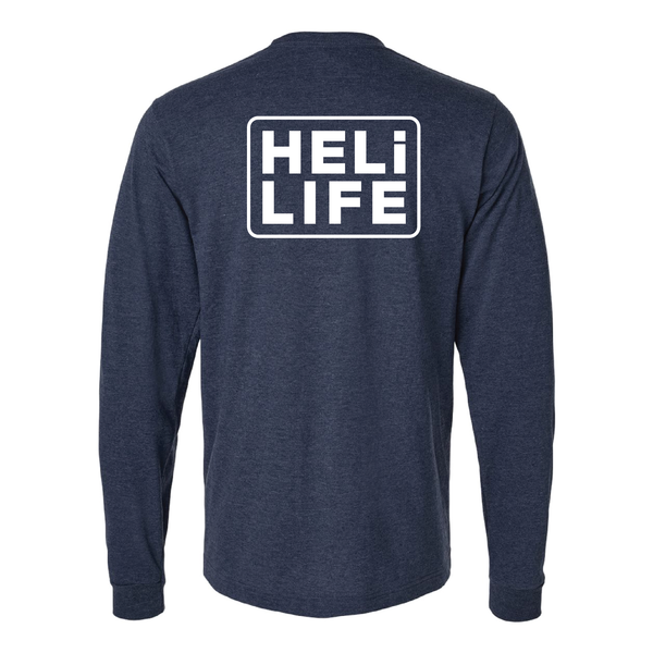 helicopter apparel for helicopter pilots. Our Navy long sleeve shirt with the heli life logo.