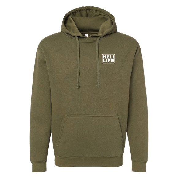 the hoodie for heli pilots. Military green and made from premium materials.