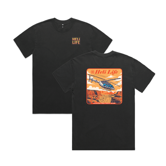 bell 405 helicopter shirt. retro design helicopter, moaab, red rocks, arches flying,