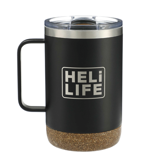 black heli life coffee mug product image. Drink mug for aviation.