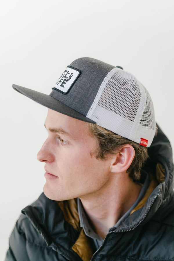 Breathable Mesh Cap - White/Gray Flat Bill - HELI LIFE